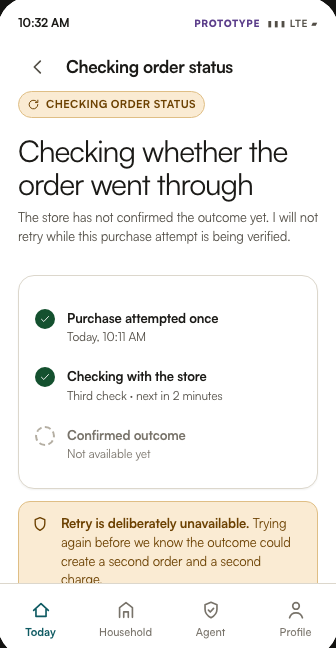 Checking order status mobile state