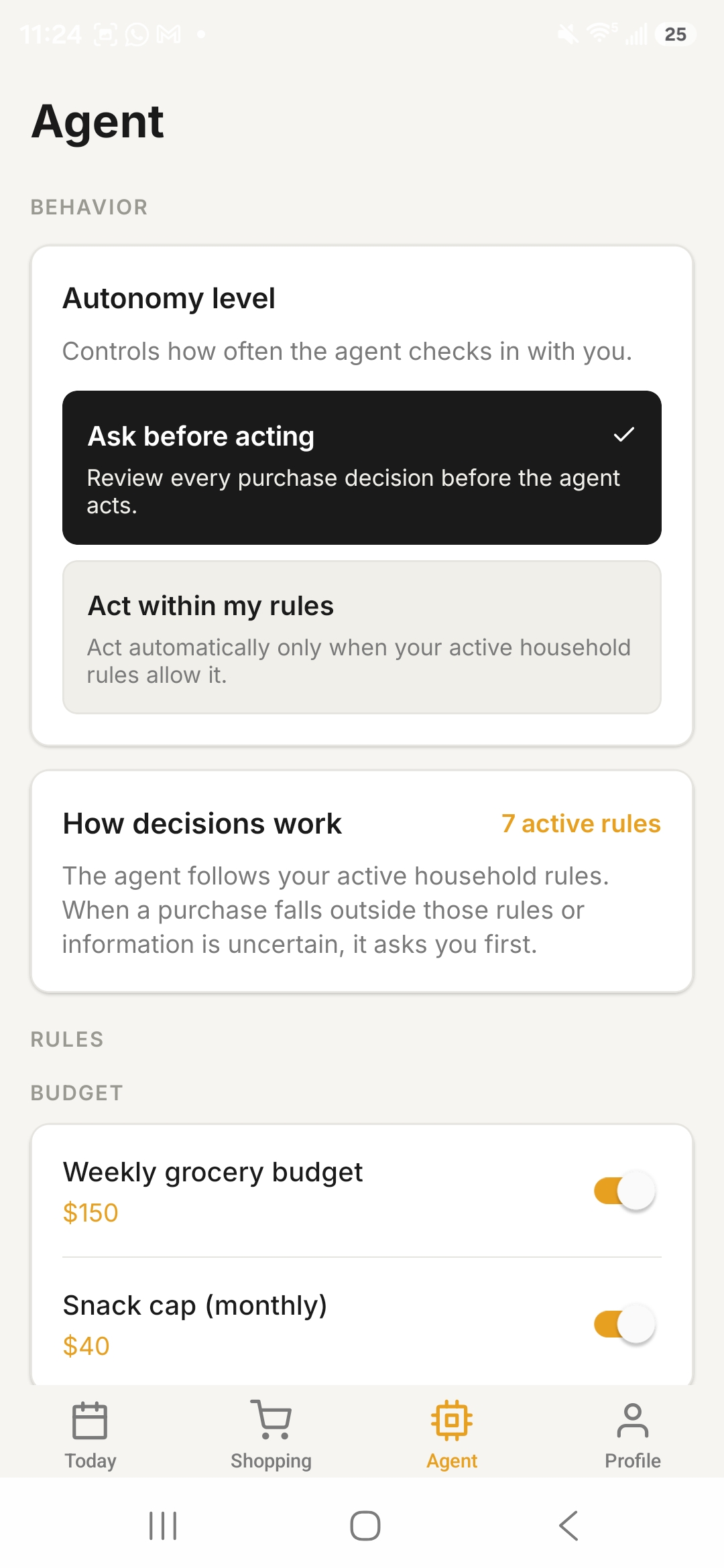 V4 Agent autonomy mobile screen