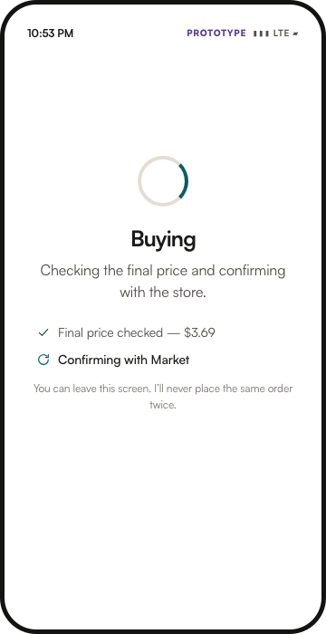 Actual Buyer’s Agent prototype screen showing Buying